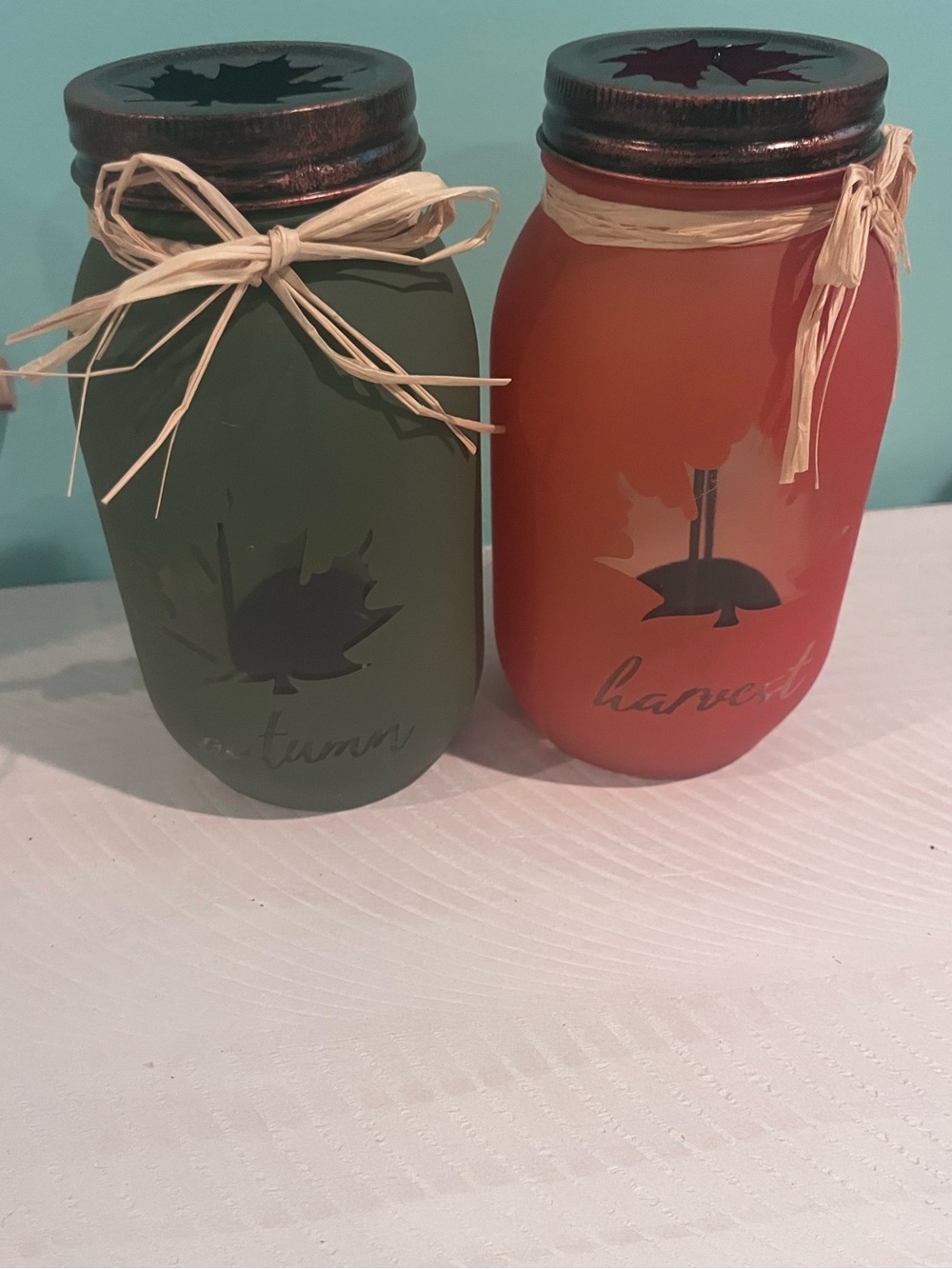 Fall mason jar tea light holder
